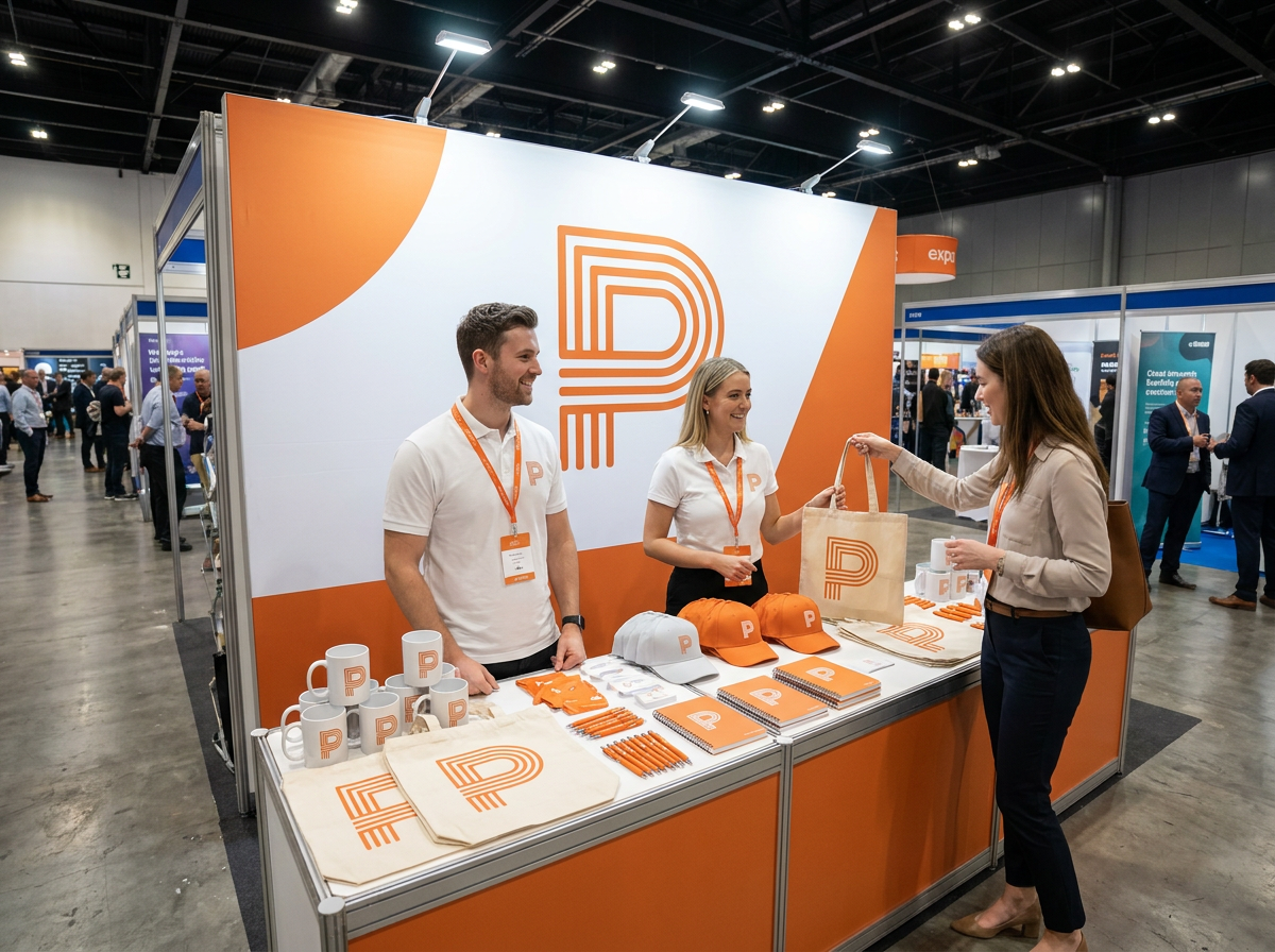 Print and Promotion - Trade Show Stand with Branded Merchandise